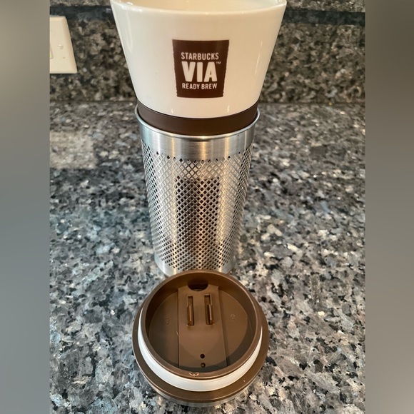 (2) StarBucks 2010 Collectible Coffee Ceramic & Metal Travel Tumblers Mug - Picture 3 of 8